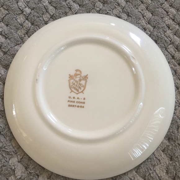 French Saxon China Pine Cone Tea Cups Saucers Plates Set 2837-S-54 Lot Bundle - Picture 7 of 7